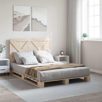 vidaXL Bedframe met hoofdbord massief grenenhout wit 140x200, Verzenden
