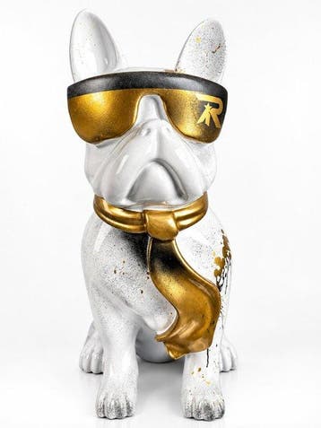 Renze Art - sculptuur, GOLDEN GIRL DOG - 60 cm - polyester -