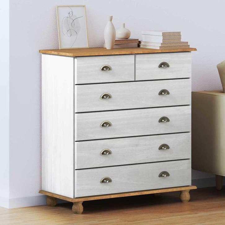 vidaXL Ladeblok ASKIM Wit 91 x 40 x 95,5 cm Massief, Huis en Inrichting, Kasten | Overige, Nieuw, Verzenden