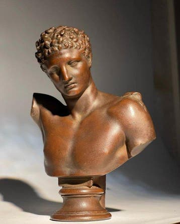 Sculpture, Bust of a young male - 15 cm - Poterie en argile