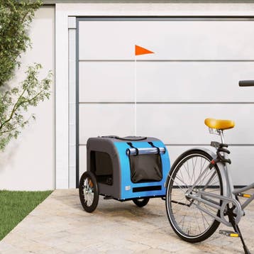 vidaXL Hondenfietstrailer oxford stof en ijzer blauw en, Verzenden