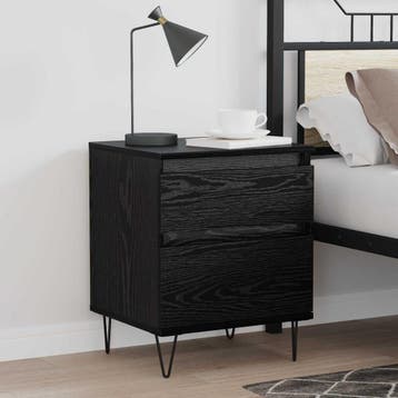 vidaXL Bedkast Zwart Eiken 40 x 35 x 50 cm Bewerkt hout, Verzenden