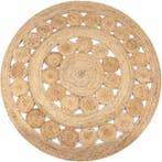 vidaXL Tapijt met ontwerp rond 120 cm gevlochten jute, Verzenden