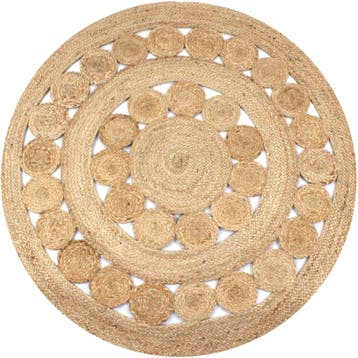 vidaXL Tapijt met ontwerp rond 120 cm gevlochten jute, Verzenden, Nieuw