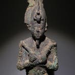 Oud-Egyptisch Brons Osiris-godbeeld. 15,5 cm hoog. Late