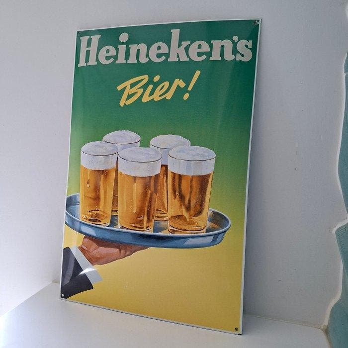 BLEKOTEC - Heinekens Bier! - Emaille bord - Emaille, Antiek en Kunst, Antiek | Wandborden en Tegels