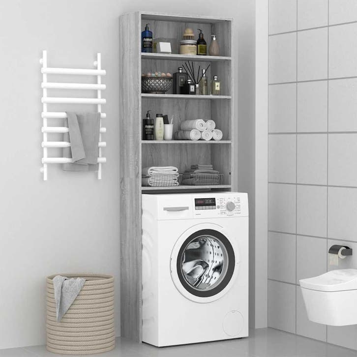 vidaXL Wasmachinekast 64x24x190 cm grijs sonoma eikenkleurig, Electroménager, Lave-linge, Envoi