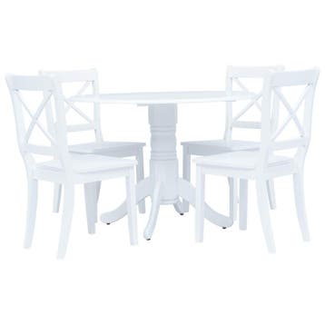 vidaXL 5-delige Eethoek massief rubberwood wit, Verzenden