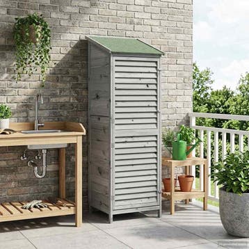vidaXL Tuin Shed met dak Grijs 59 x 56 x 176 cm Massief, Verzenden, Nieuw
