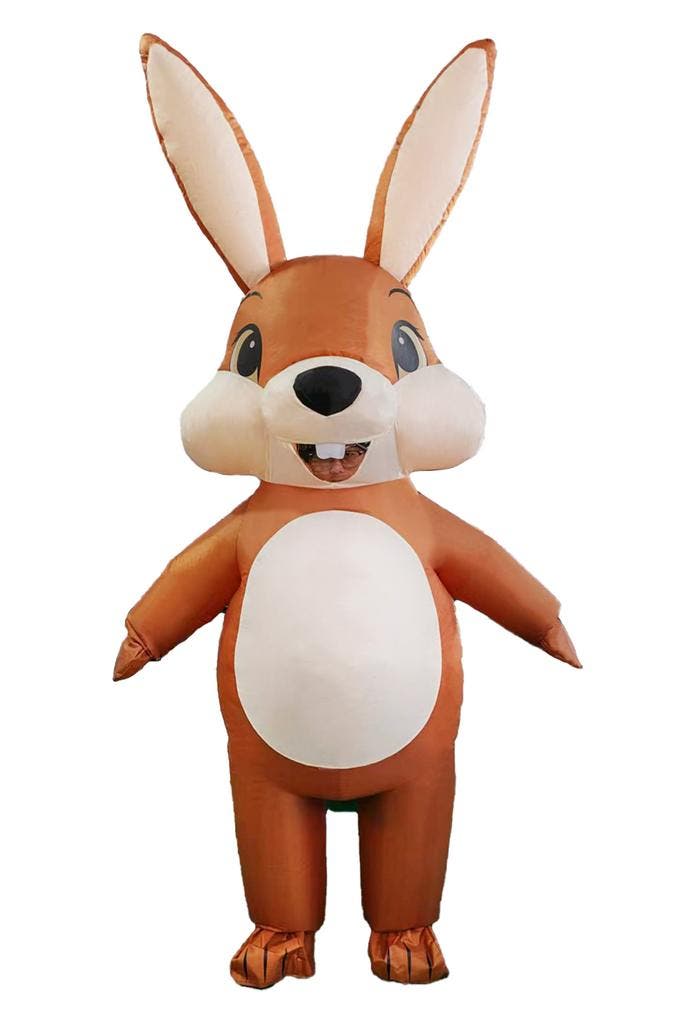 KIMU® Opblaas Kostuum Kinderen Bruin Konijn 122 128 134 140, Kinderen en Baby's, Carnavalskleding en Verkleedspullen, Nieuw, Ophalen of Verzenden