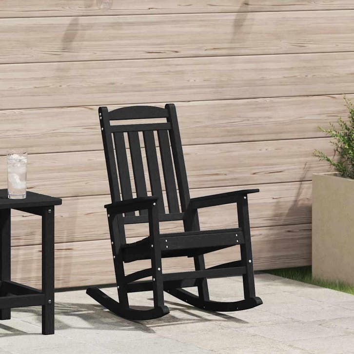 vidaXL Tuin schommelstoel Zwart HDPE, Tuin en Terras, Tuinstoelen, Nieuw, Verzenden