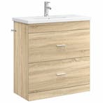 vidaXL Badkamermeubel Set Sonoma Eiken 81 x 40 x 84,5 cm, Huis en Inrichting, Tafels | Kaptafels, Verzenden, Nieuw