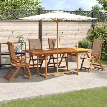 vidaXL 5-delige Tuinset massief acaciahout en textileen, Verzenden, Nieuw, Tuinset