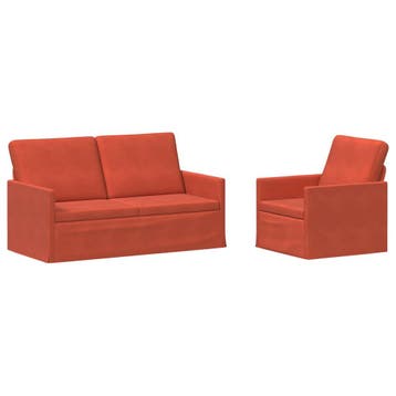 vidaXL bank / zetelstel 2 pcs Rood Oranje Corduroy stof, Verzenden
