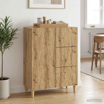 vidaXL Dressoir Artisanaal eiken 66 x 34,5 x 90 cm Bewerkt, Huis en Inrichting, Kasten | Dressoirs, Verzenden, Nieuw