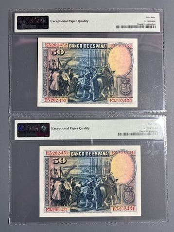 Spanje. - 2 x 50 Pesetas - 1928 - consecutive - Pick 75b