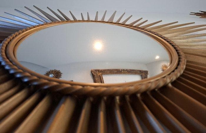 Chaty Vallauris - Spiegel - Staal - Zonnespiegel 90,50 cm!, Antiek en Kunst, Curiosa en Brocante