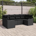 vidaXL Tuinbank Set met opslag 6 pcs Zwart Poly rattan, Verzenden