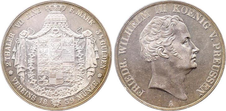 Duitsland Preussen Pruisen Doppelthaler Thun 252 1839 A F..., Postzegels en Munten, Munten | Europa | Niet-Euromunten, België