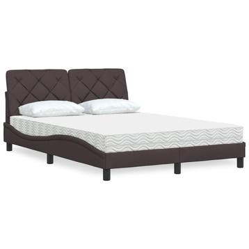 vidaXL Bed met matras stof donkerbruin 140x200 cm, Verzenden, Nieuw