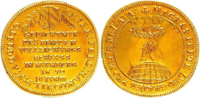 Duitsland, Nürnberg, Stad. Doppeldukat 1650 Auf den, Postzegels en Munten, Munten | Europa | Niet-Euromunten
