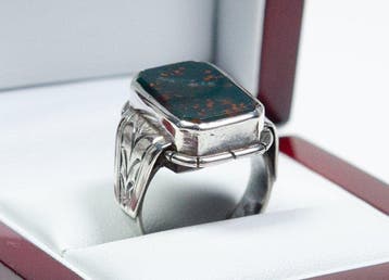 mind. argent 800 - héliotrope - gravure - bague sigillaire -