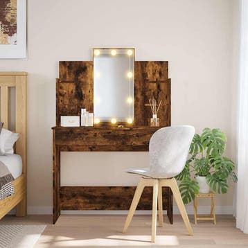 vidaXL Kaptafel met LED-verlichting 96x40x142 cm gerookt, Verzenden