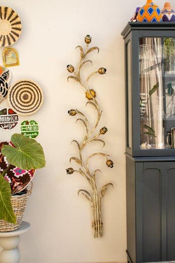 Lamp - Grote wandlamp met 7 lampjes - IJzer - Met bladeren