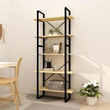 vidaXL Boekenkast met 5 schappen 80x30x175 cm massief, Verzenden