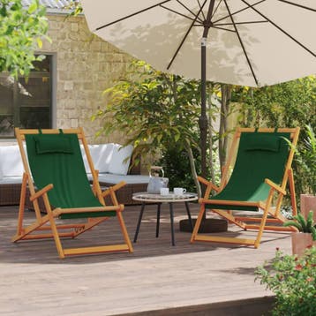 vidaXL Strandstoelen 2 st inklapbaar stof groen, Verzenden, Nieuw