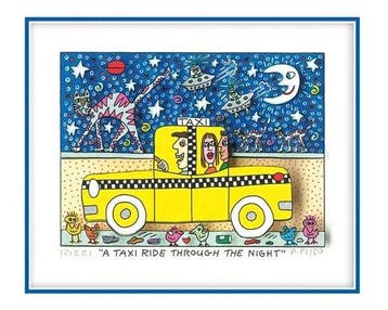 James Rizzi (1950-2011) - A Taxi Ride Through the Night