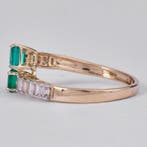 Statement ring - 14 karaat Geel goud - 1.08ct. tw. Smaragd -