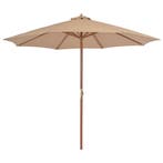 vidaXL Parasol met houten paal 300 cm taupe, Verzenden