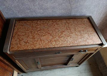 Commode - commode - hard hout, Marmo Rosso di Verona,