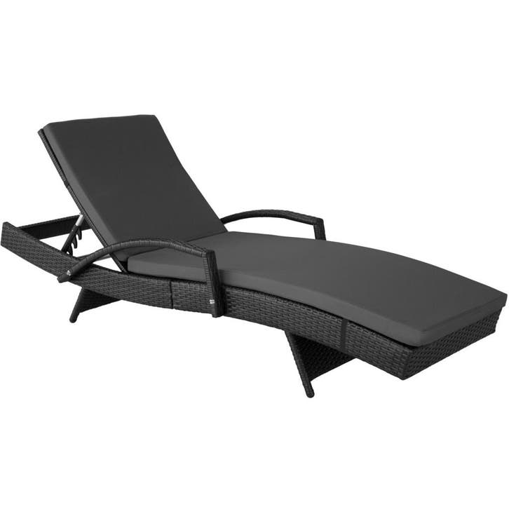 tectake Aluminium rotan ligstoel Océane - zwart, Tuin en Terras, Tuinsets en Loungesets, Verzenden