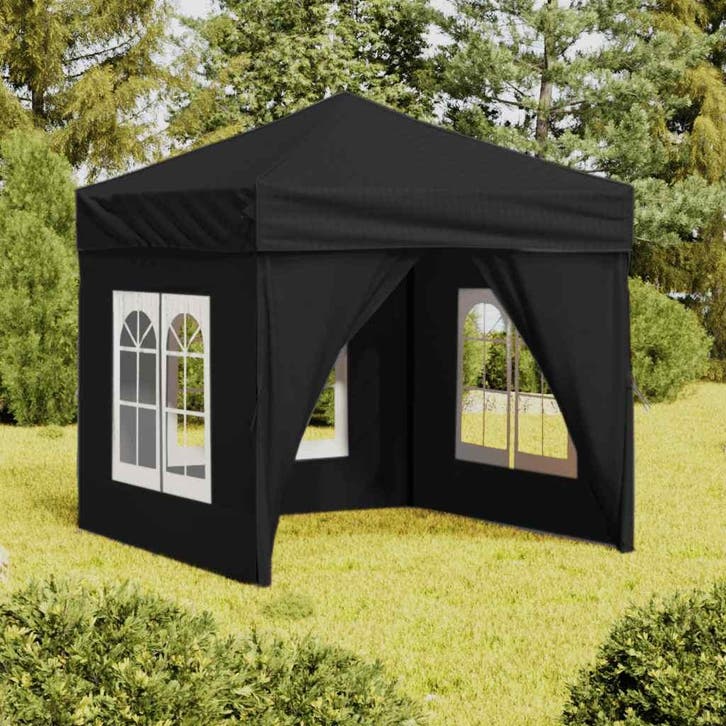 vidaXL Partytent inklapbaar met zijwanden 2x2 m zwart, Tuin en Terras, Partytenten, Nieuw, Verzenden