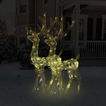 vidaXL Kerstversieringen rendier 2 st 128 cm acryl warmwit, Verzenden, Nieuw
