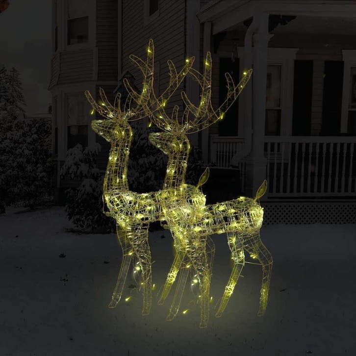 vidaXL Kerstversieringen rendier 2 st 128 cm acryl warmwit, Diversen, Kerst, Nieuw, Verzenden