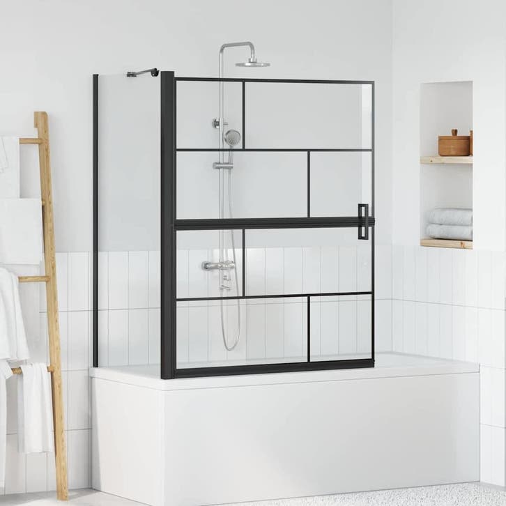 vidaXL Bad Douche Scherm Zwart en Transparant 100 x 68 x 128, Bricolage & Construction, Sanitaire, Envoi