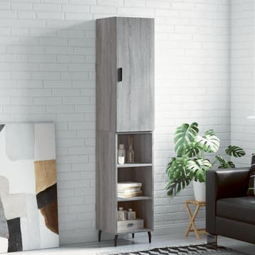 vidaXL Hoge kast 34,5x34x180 cm bewerkt hout grijs sonoma, Verzenden, Nieuw