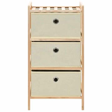 vidaXL Opbergmeubel met 3 stoffen manden cederhout beige, Verzenden