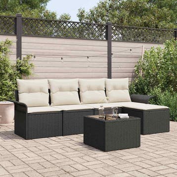 vidaXL Buitensofa 6 st Zwart poly rattan, Verzenden, Nieuw