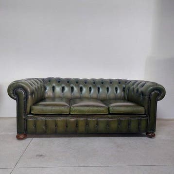 Chesterfield style - Sofa - club - Leder, Hout - Vintage