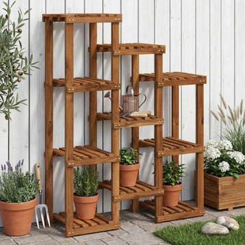vidaXL Plantenstand Naturel 85 x 30 x 114,5 cm Massief, Jardin & Terrasse, Bacs à fleurs & Jardinières, Verzenden