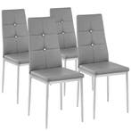 tectake Eetkamerstoelen, kunstleer met strass steentjes - gr, Verzenden, Nieuw