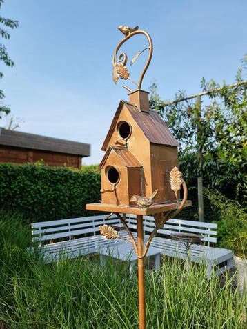 Beeldje - BIrdhouse - IJzer, Metaal