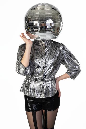 Discobal Hoofd Volwassenen Ø 40 cm Disco Head Spiegeltjes Zi, Ophalen of Verzenden, Nieuw