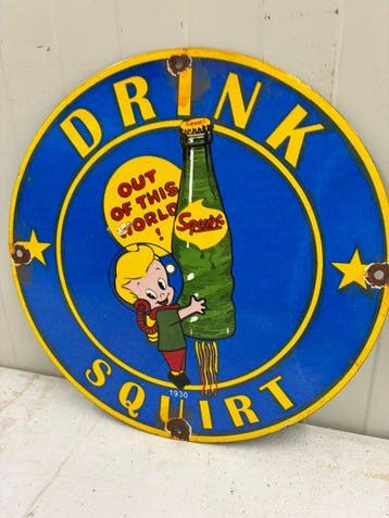 Squirt – Drink Squirt – 1930 – rond emaille reclamebord -