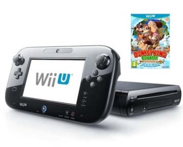 Wii U Console 32GB Zwart + Gamepad (Donkey Kong Bundel), Ophalen of Verzenden, Zo goed als nieuw