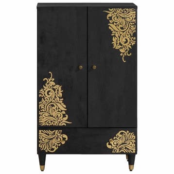 vidaXL Highboard Zwart 60 x 33 x 100 cm Massief Mango Hout, Huis en Inrichting, Verzenden, Nieuw